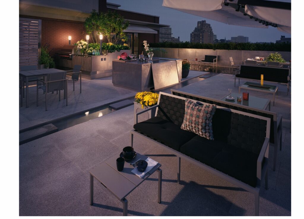 Backyard patio lights by Shine
