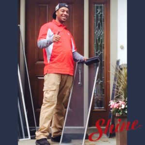 Shine Window Cleaning employee in Suffolk County