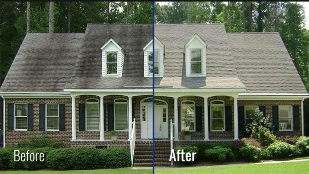roof cleaning before and after Long Island