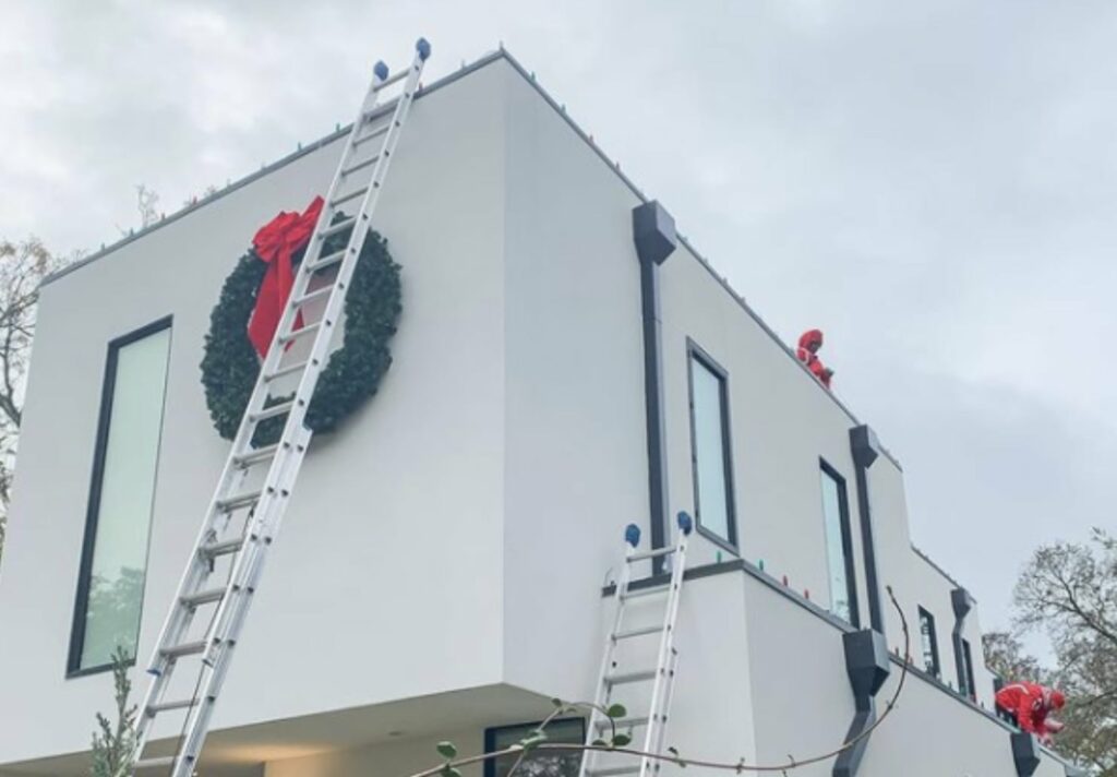 installing lights on a commercial building