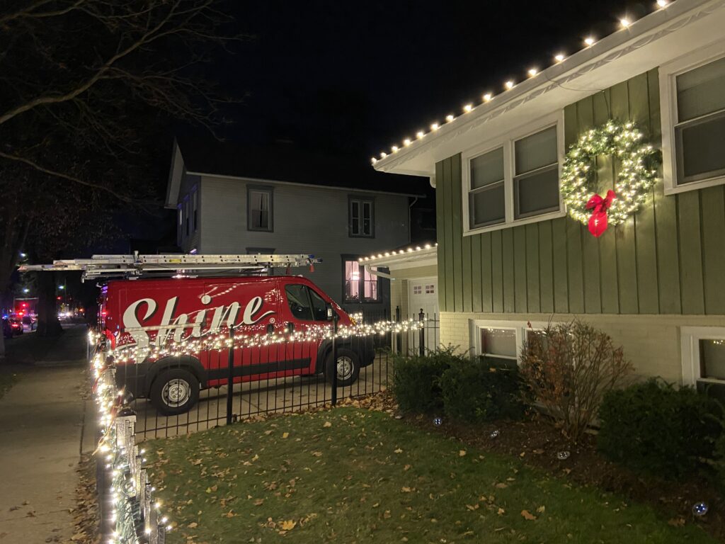 House with festive holiday lighting