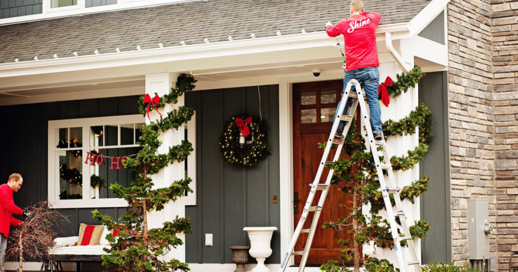 Shine professionals install holiday lighting and decor.