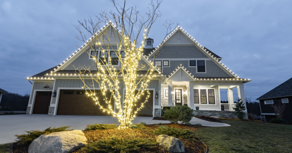 Example of the work that Shine of Grosse Pointe offers for holiday lighting installation on homes. 