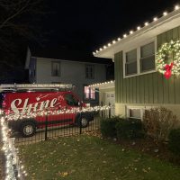 House with festive holiday lighting